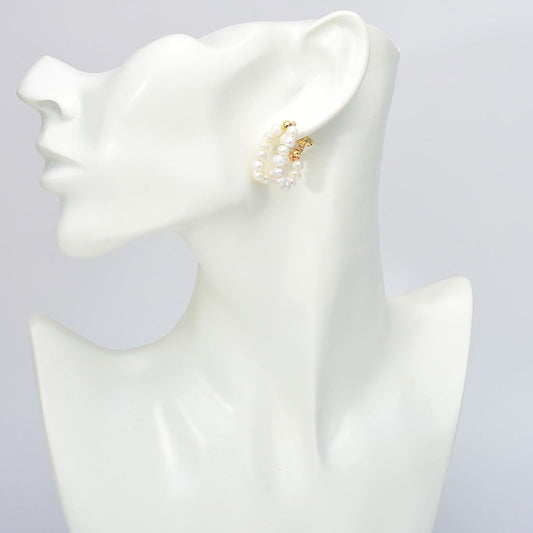 AAA Freshwater Cultured Pearl Pearl Hoop Earrings in 14K Gold Over Sterling Silver(4-5mm)