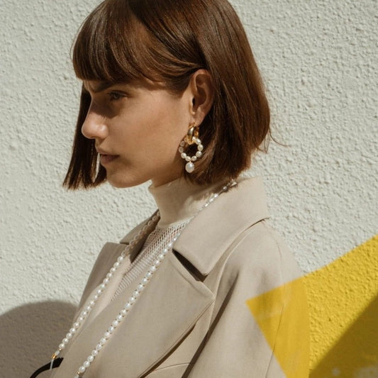 AAA Freshwater Pearl Dangle Earrings Gold Hoop with Pearl Drop Earrings in 14K Gold Over Sterling Silver Pin