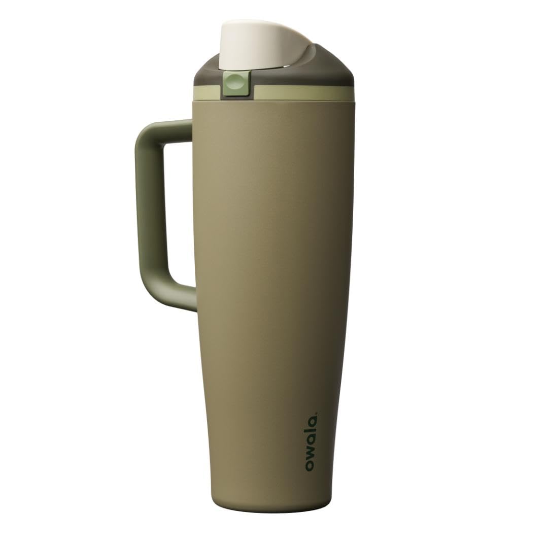 Owala FreeSip Tumbler Insulated Stainless Steel Water Bottle with Built-in Straw and Side Handle, For Travel, Work, School, and Sports, 40oz