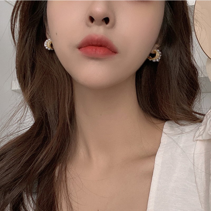 Gold Pearl Huggie Earrings | Pearl Huggie Hoop Earrings | Huggie Stud Earrings with Allergy-free Pins